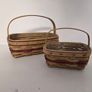 2-piece Longaberger 2003 Branch Sales Award Small Handle Baskets & Protectors